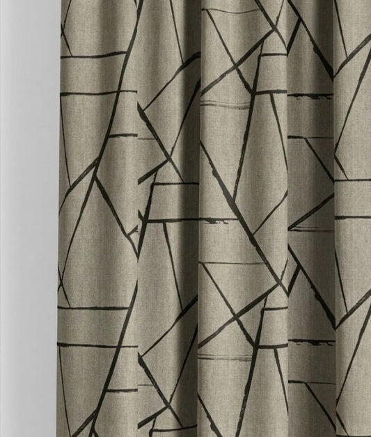 Close-up detail of taupe and black sketch lines fabric