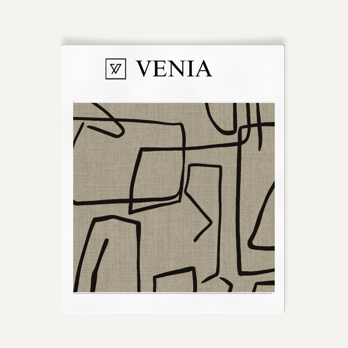 Taupe and black sketch lines upholstery fabric swatch by Venia Home