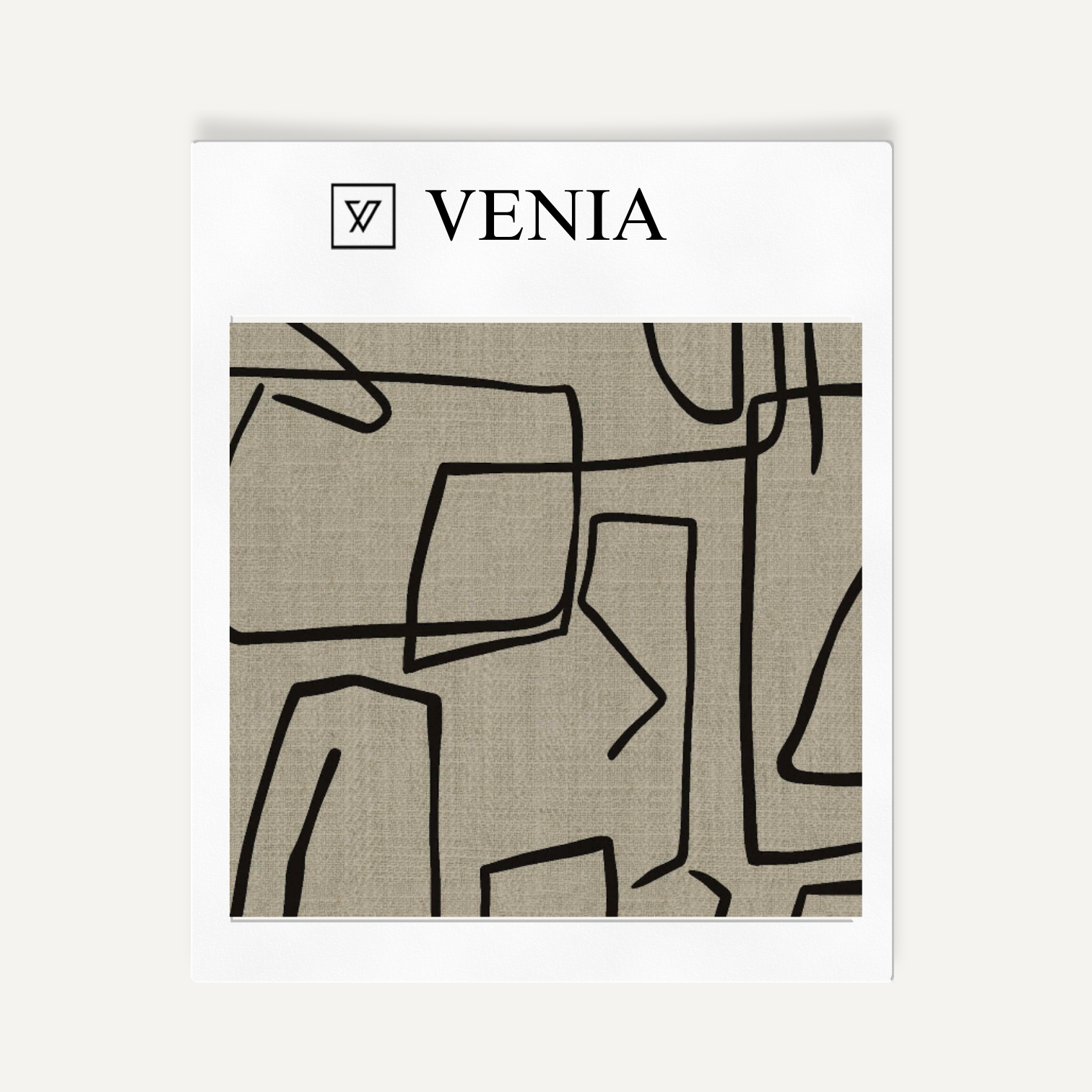 Taupe and black sketch lines upholstery fabric swatch by Venia Home