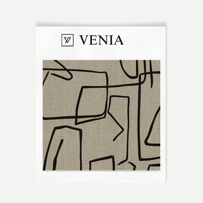 Sketch Lines Fabric - Taupe with Black detail