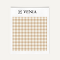 Muted pink small check gingham upholstery fabric swatch by Venia Home