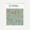 Aqua songbird trail upholstery fabric swatch by Venia Home