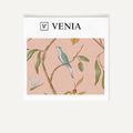 Blush songbird trail upholstery fabric swatch by Venia Home