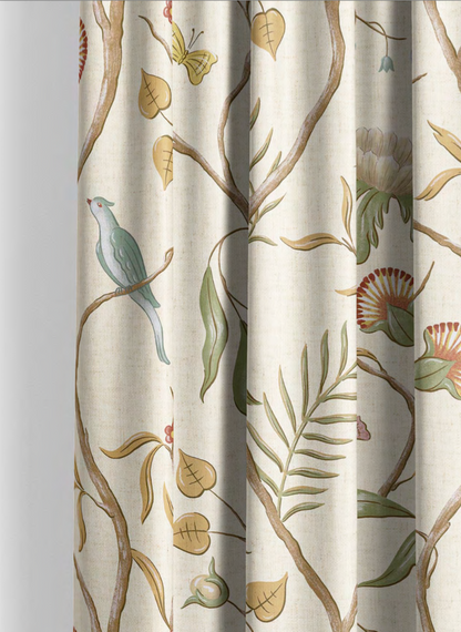 Close-up detail of cream songbird trail fabric