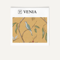 Mustard songbird trail upholstery fabric swatch by Venia Home
