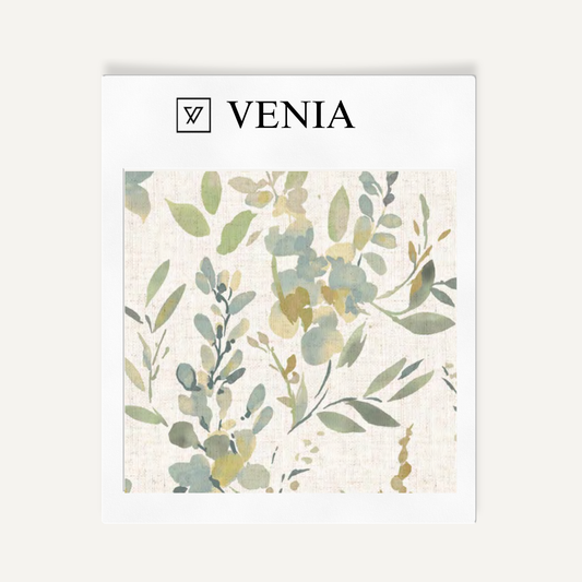 Aqua spring meadow upholstery fabric swatch by Venia Home