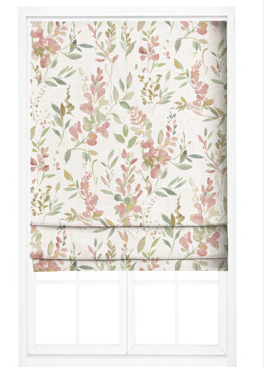 Close-up detail of blush spring meadow fabric