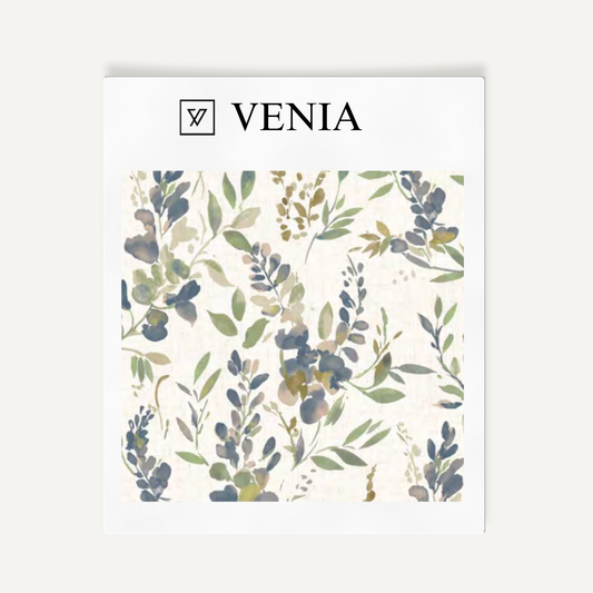 Indigo spring meadow upholstery fabric swatch by Venia Home
