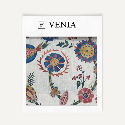 Indigo summer garland upholstery fabric swatch by Venia Home