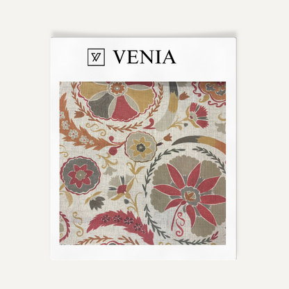 Suzani bloom Bukhara upholstery fabric swatch by Venia Home