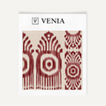 Dark red talisman eye upholstery fabric swatch by Venia Home