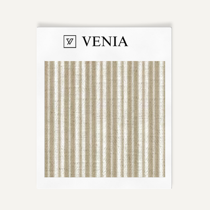 Beige tonal stripe upholstery fabric swatch by Venia Home
