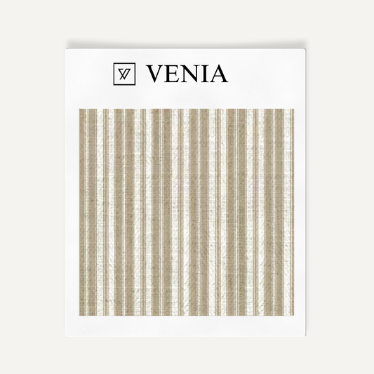 Beige tonal stripe upholstery fabric swatch by Venia Home