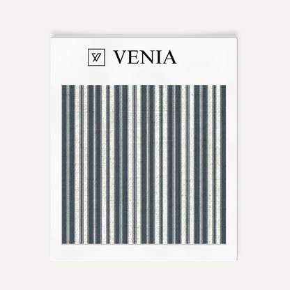 Blue tonal stripe upholstery fabric swatch by Venia Home