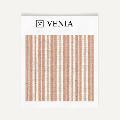 Blush pink tonal stripe upholstery fabric swatch by Venia Home