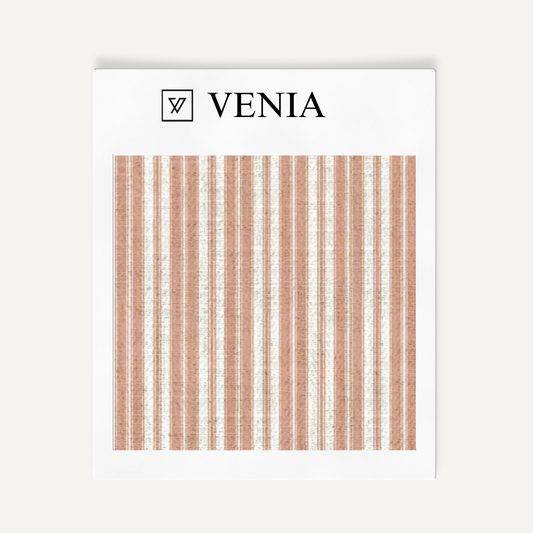 Blush pink tonal stripe upholstery fabric swatch by Venia Home
