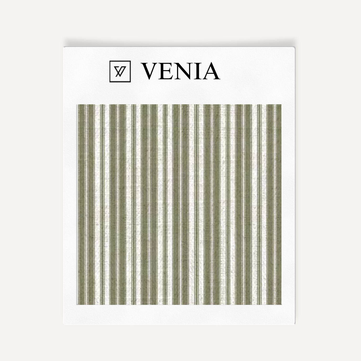 Olive green tonal stripe upholstery fabric swatch by Venia Home