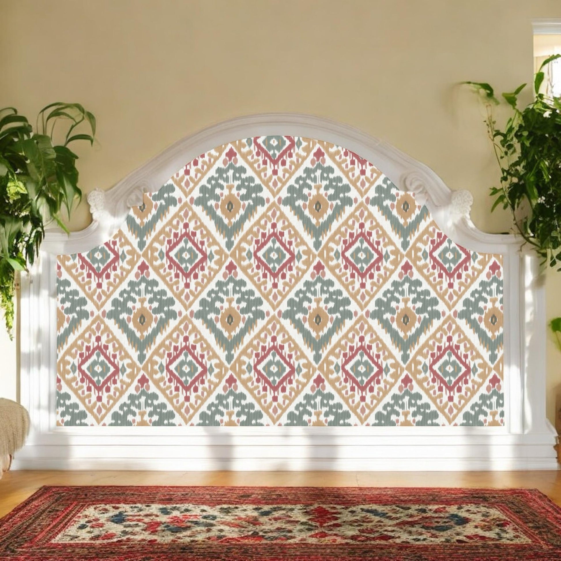 Close-up detail of traditional ikat fabric