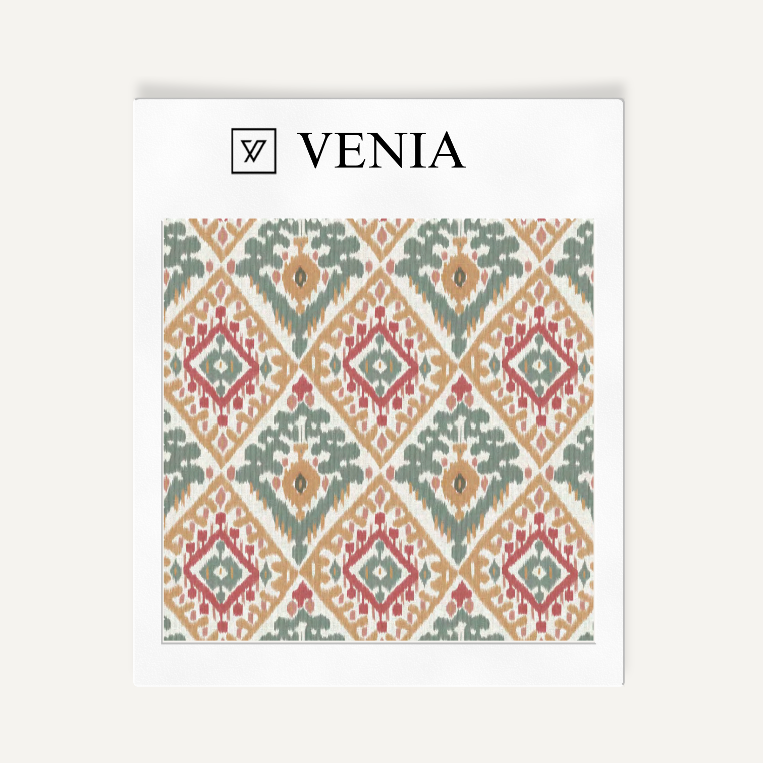 Traditional ikat upholstery fabric swatch by Venia Home