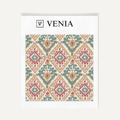 Traditional ikat upholstery fabric swatch by Venia Home