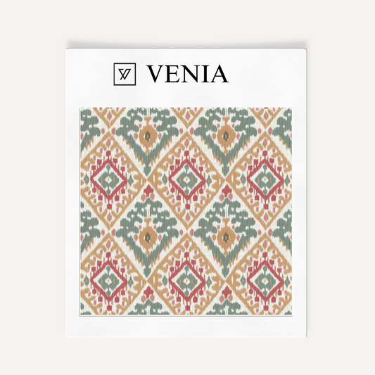 Traditional ikat upholstery fabric swatch by Venia Home