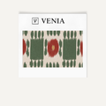 Sage and rust trellis stripe upholstery fabric swatch by Venia Home