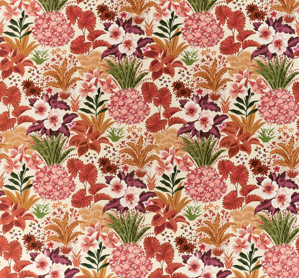 Close-up detail of tropic rouge fabric