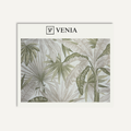 Sage tropical palms upholstery fabric swatch by Venia Home