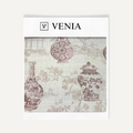 Ivory and burgundy Tsubo Japanese Shibui upholstery fabric swatch by Venia Home