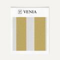 Yellow and white tuxedo stripe upholstery fabric swatch by Venia Home