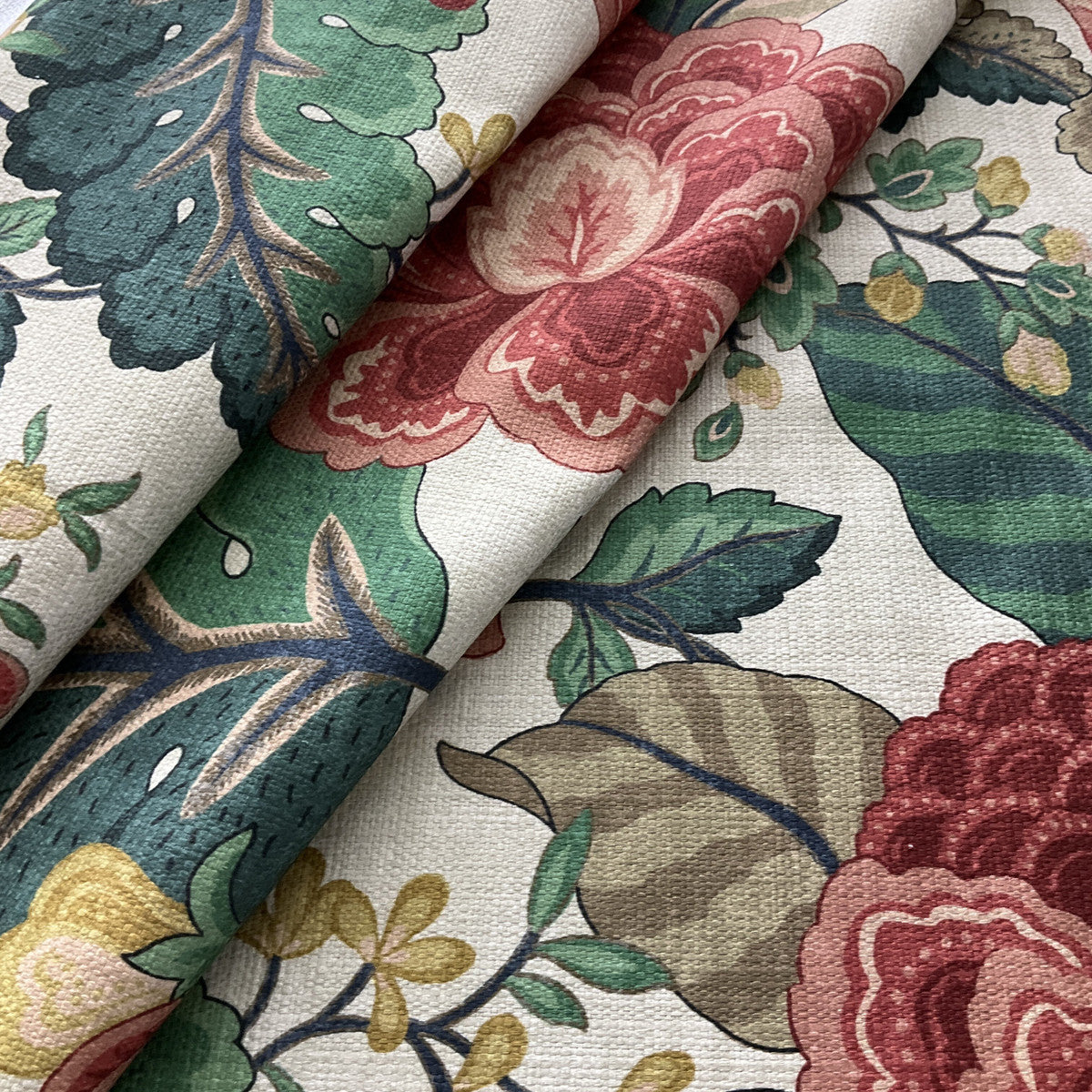 Close-up detail of bright utopia garden fabric