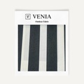Veranda Black outdoor fabric swatch in black and white bold cabana stripe weave