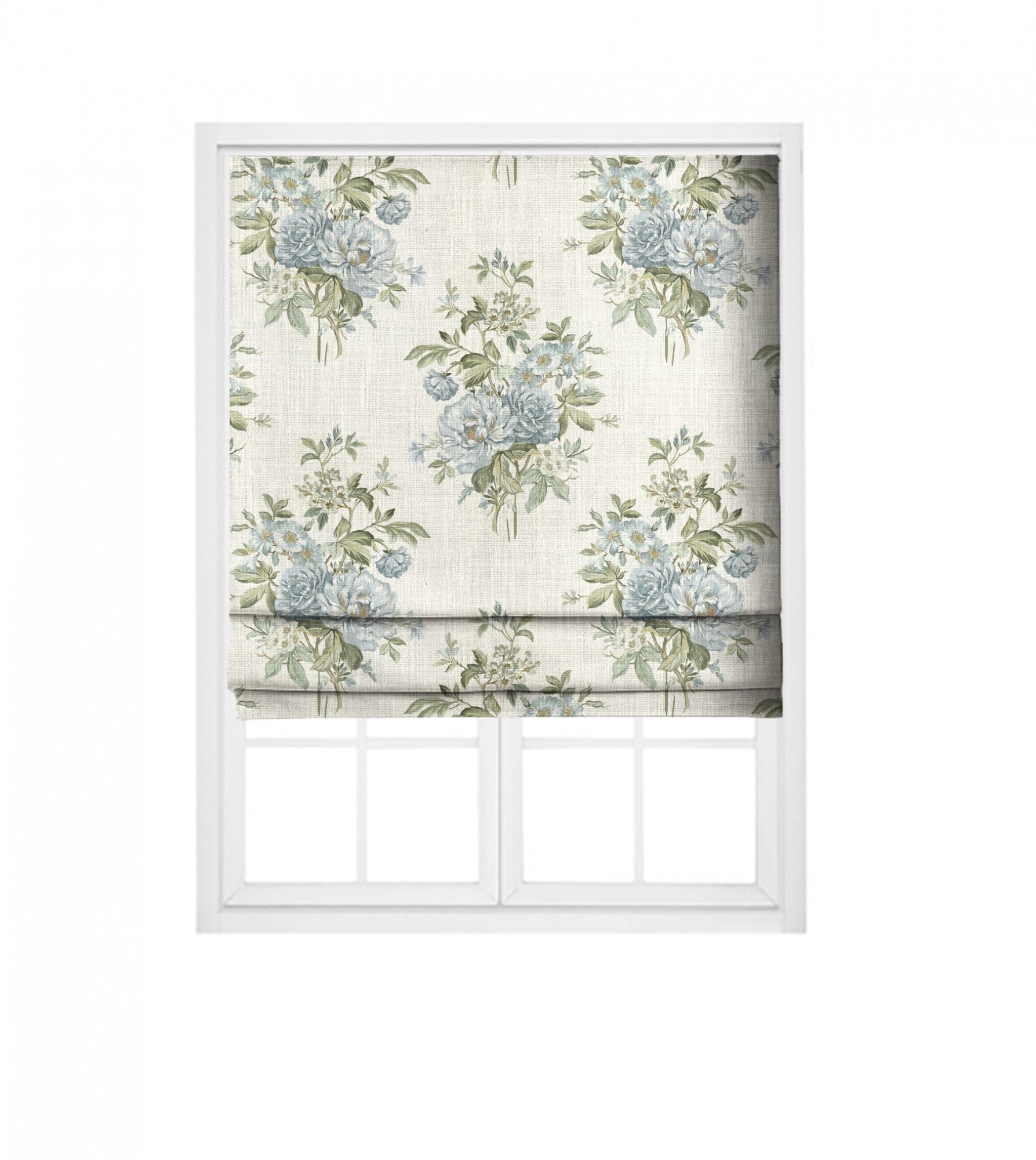 Baby blue vintage floral textile fabric as blinds