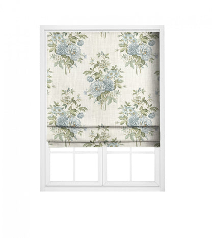 Baby blue vintage floral textile fabric as blinds