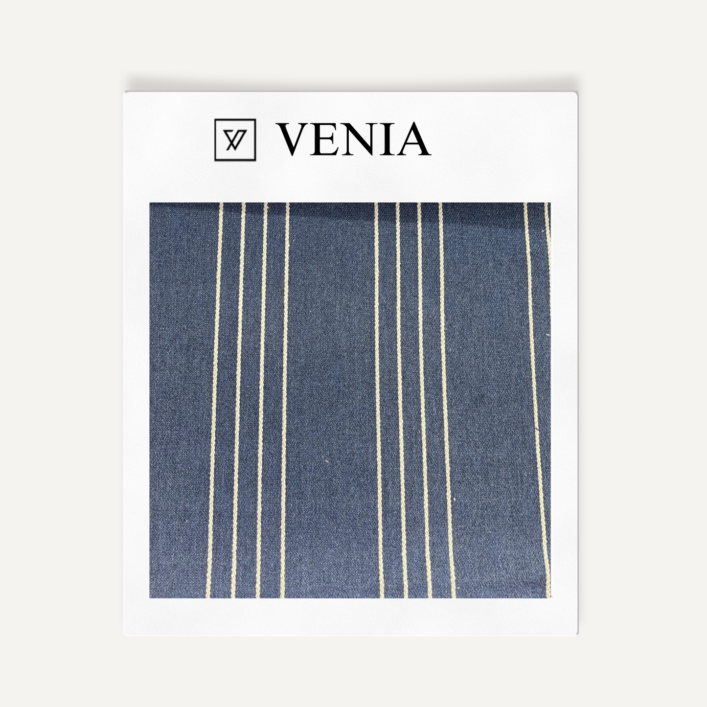 Blue vision stripes upholstery fabric swatch by Venia Home