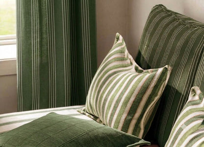 Close-up detail of green vision stripes fabric