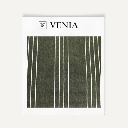 Green vision stripes upholstery fabric swatch by Venia Home