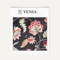 Charcoal whispering blossoms upholstery fabric swatch by Venia Home