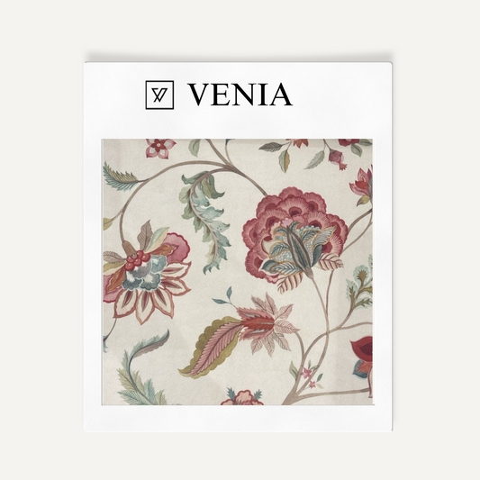 Ivory whispering blossoms upholstery fabric swatch by Venia Home