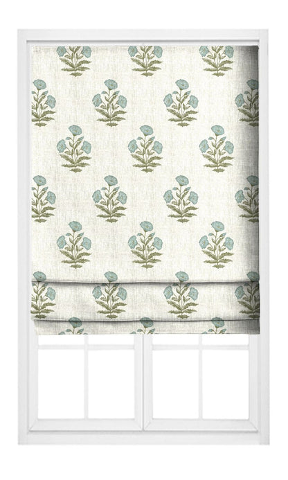 Blue flowers Wildflower Trail fabric as blinds