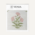 Pink flowers Wildflower Trail sheer linen curtain swatch by Venia Home
