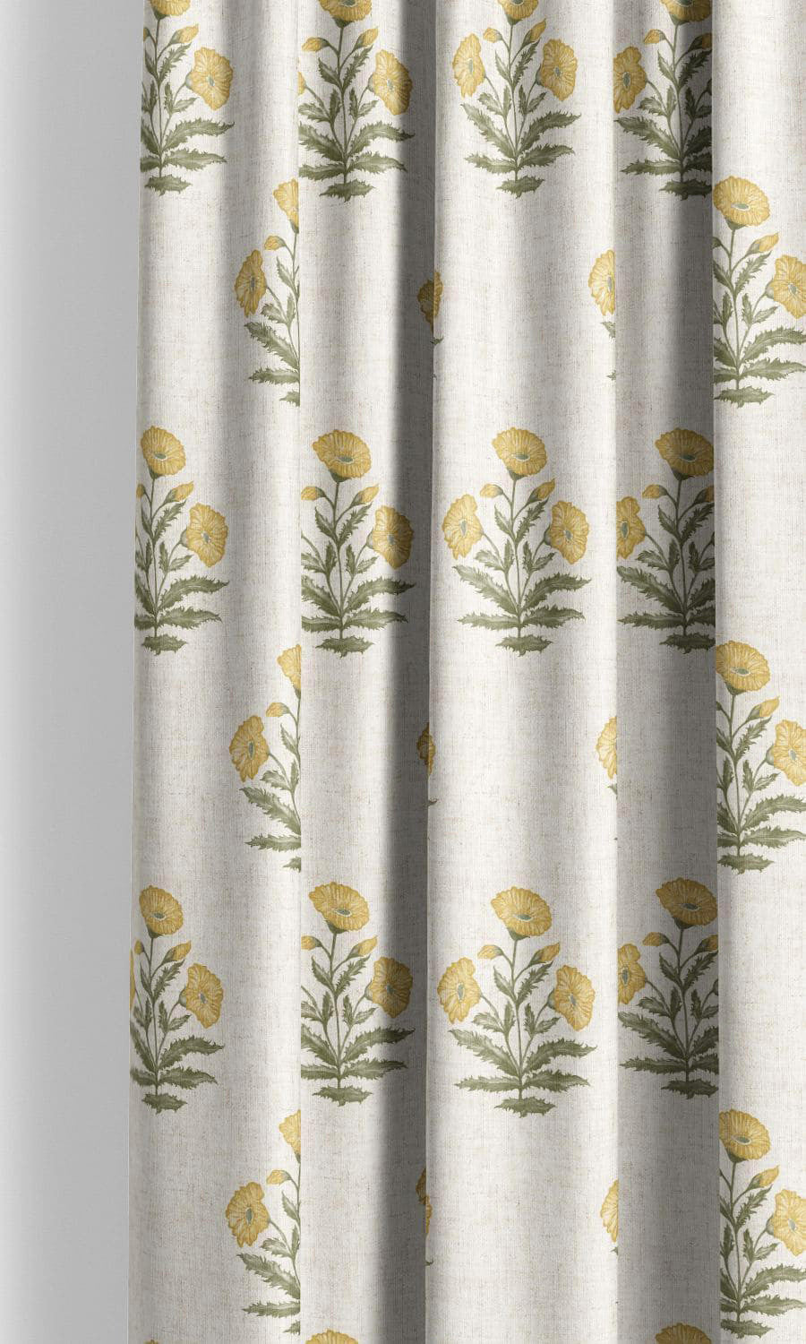 Yellow flowers Wildflower Trail fabric as curtain
