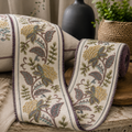 Yellow rose embroidered trim swatch by Venia Home