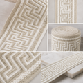 Beige Zeus embroidered trim swatch by Venia Home