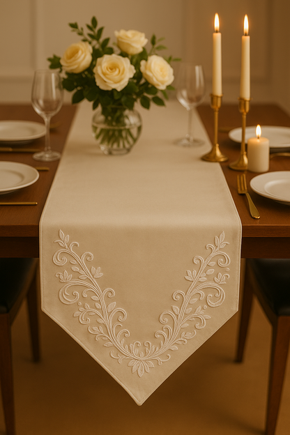 Zorina opulent table runner styled on a dining table