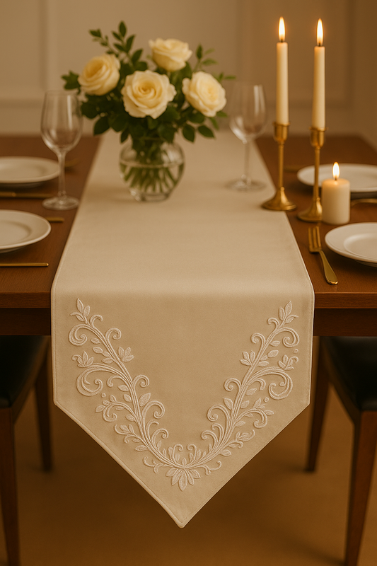 Zorina opulent table runner styled on a dining table