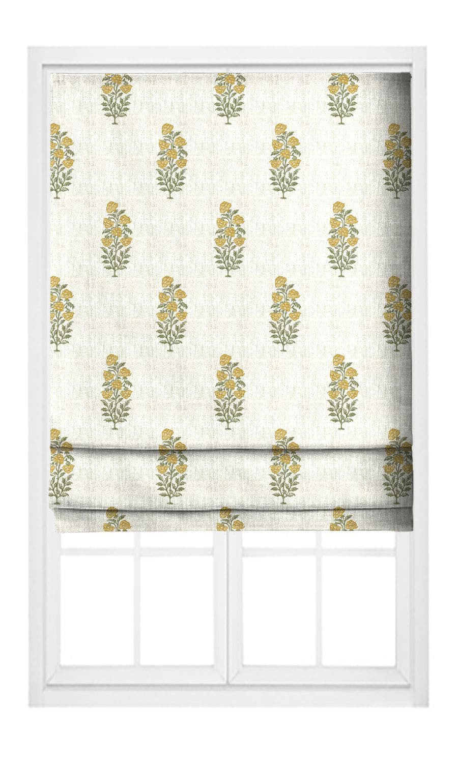 Floral Reverie - Sheer White Linen Curtains - Yellow Flowers