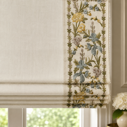Paradise Garden Yellow Embroidered Trim